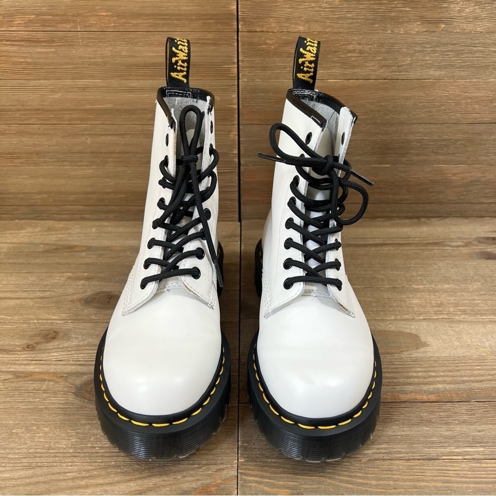 Dr. Martens White Leather 1460 Bex Lug Sole Lace-Up Combat Boots